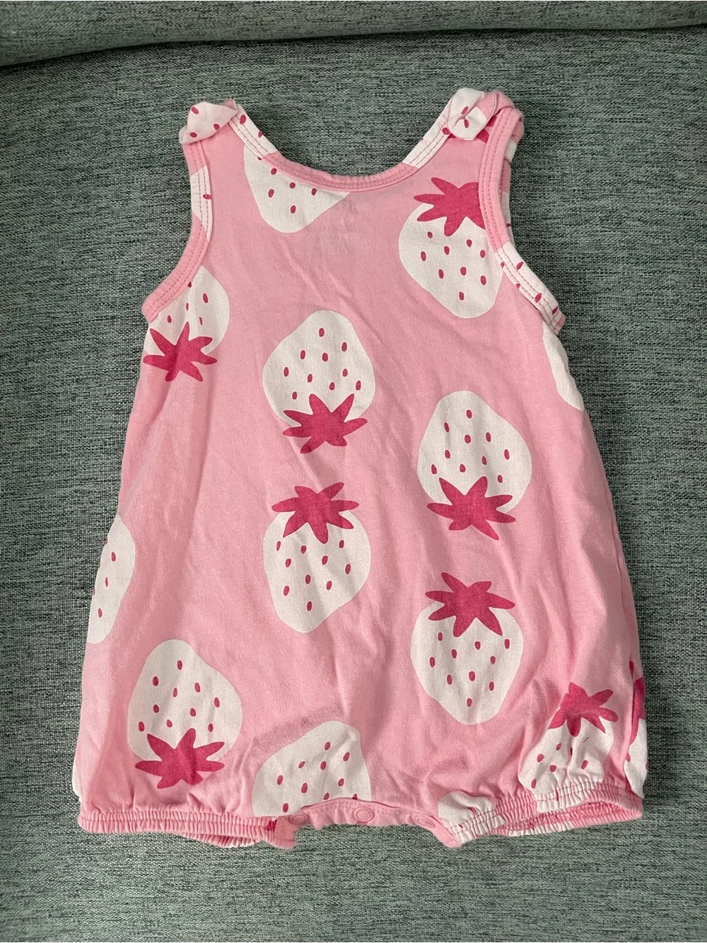 Pink Strawberry Print Kids Pajama Tank